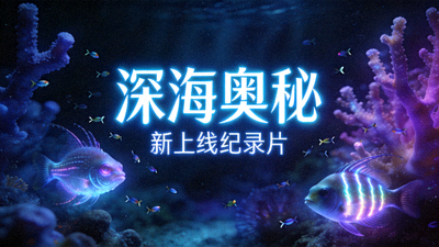 新上线纪录片《深海奥秘》海报，深海珊瑚与奇异鱼类